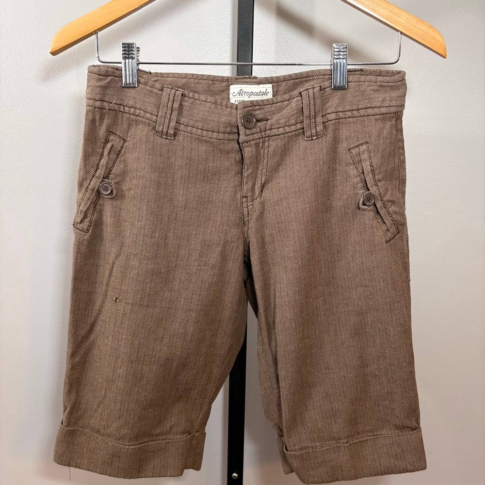 Aeropostale‎ Brown Herringbone Bermuda Shorts Size 3
